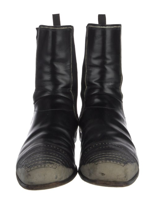 Prada Leather Distressed Accents Chelsea Boots