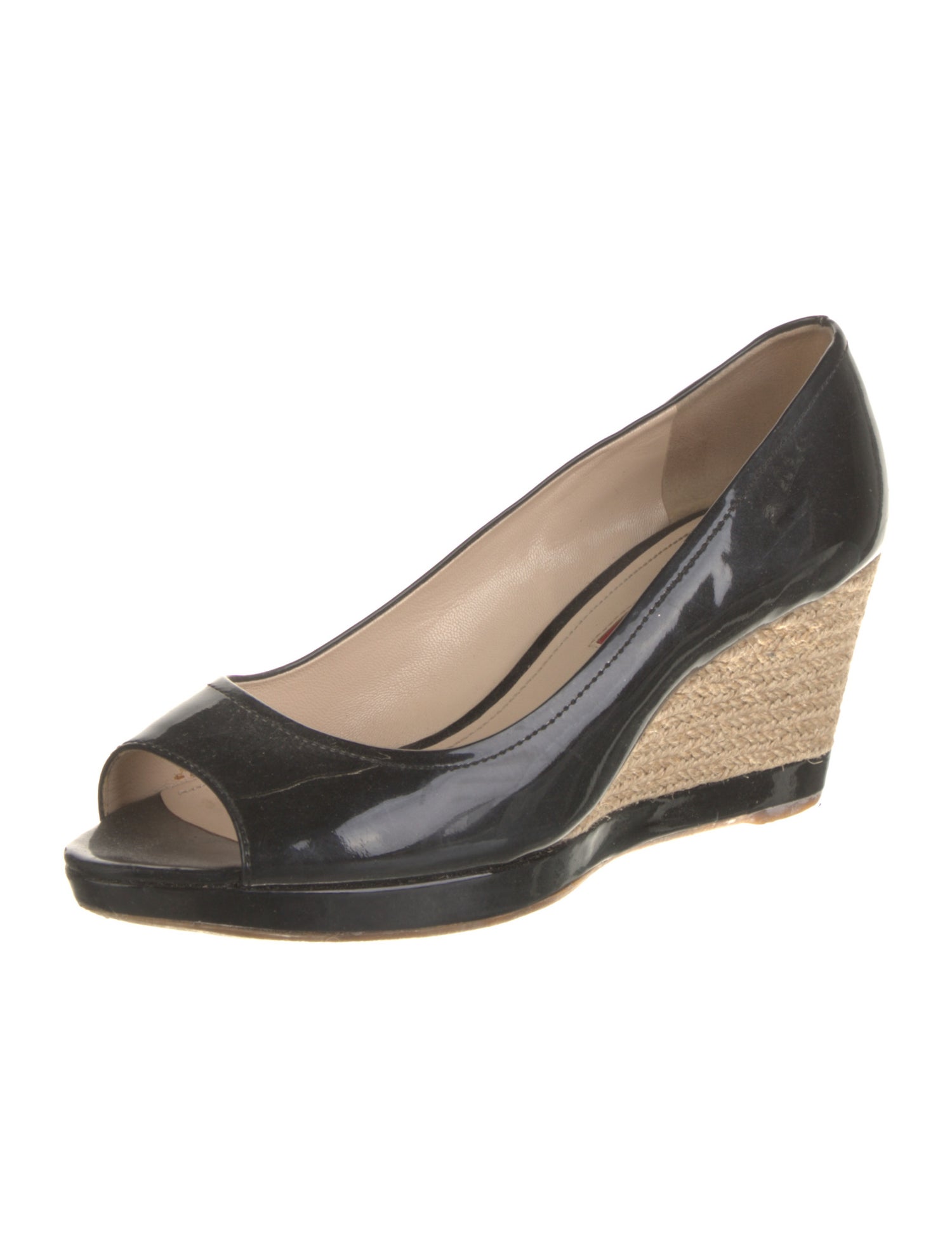 Prada Sport Patent Leather Braided Accents Pumps