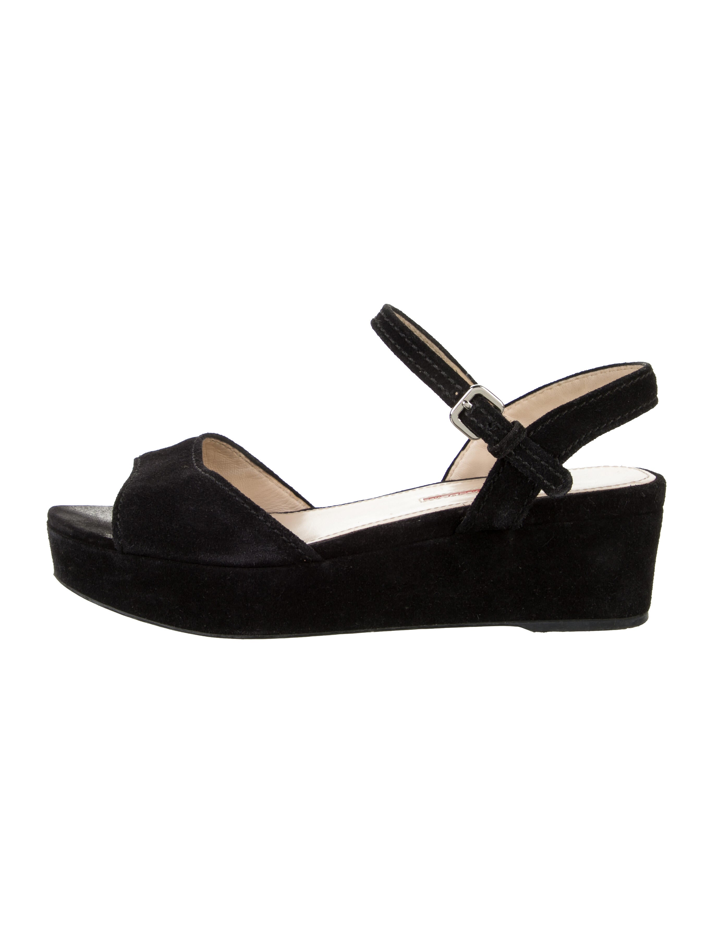 Prada Sport Suede Whipstitch Trim Slingback Flats
