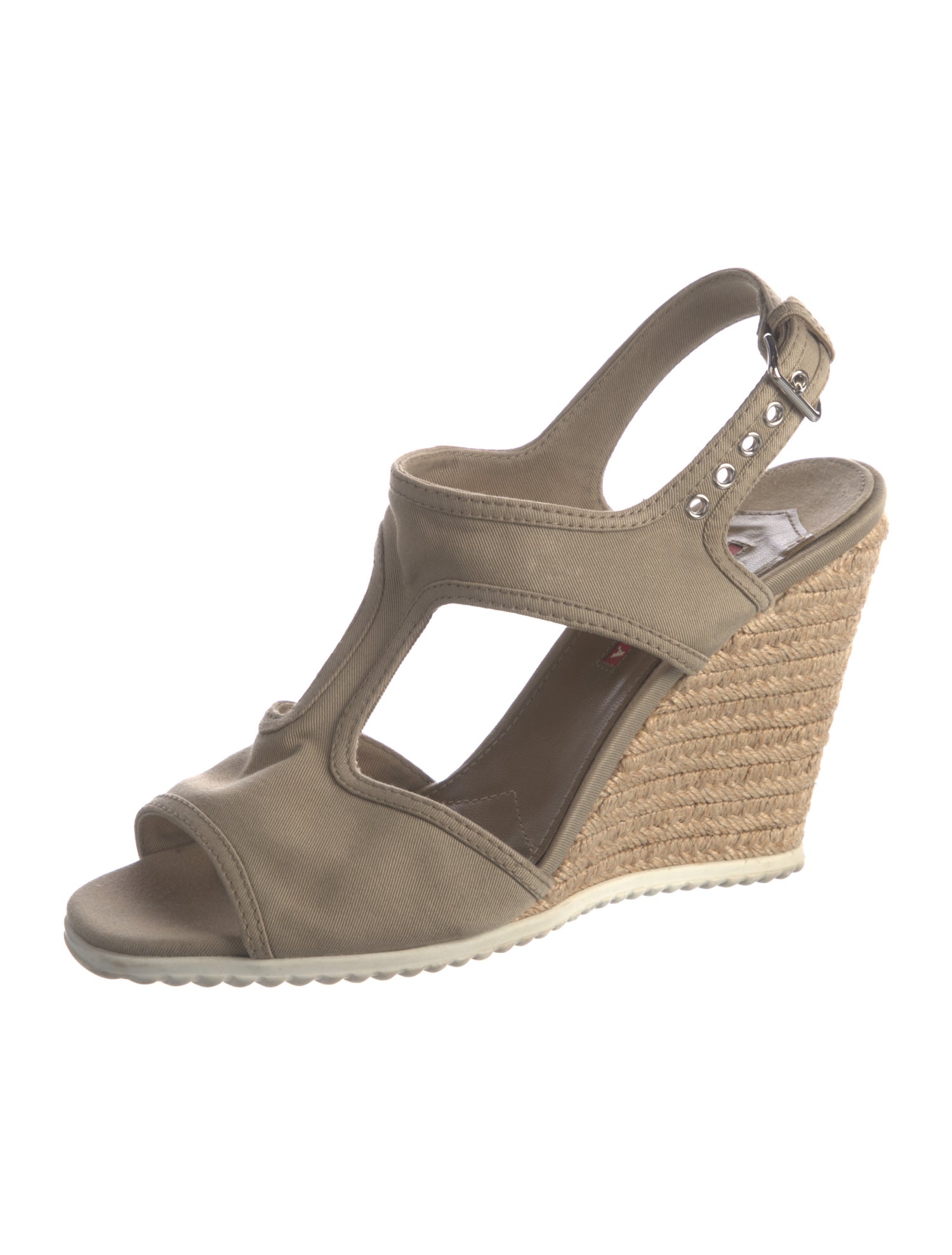 Prada Sport Canvas Cutout Accent T-Strap Sandals