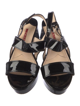 Prada Sport Patent Leather Slingback Sandals