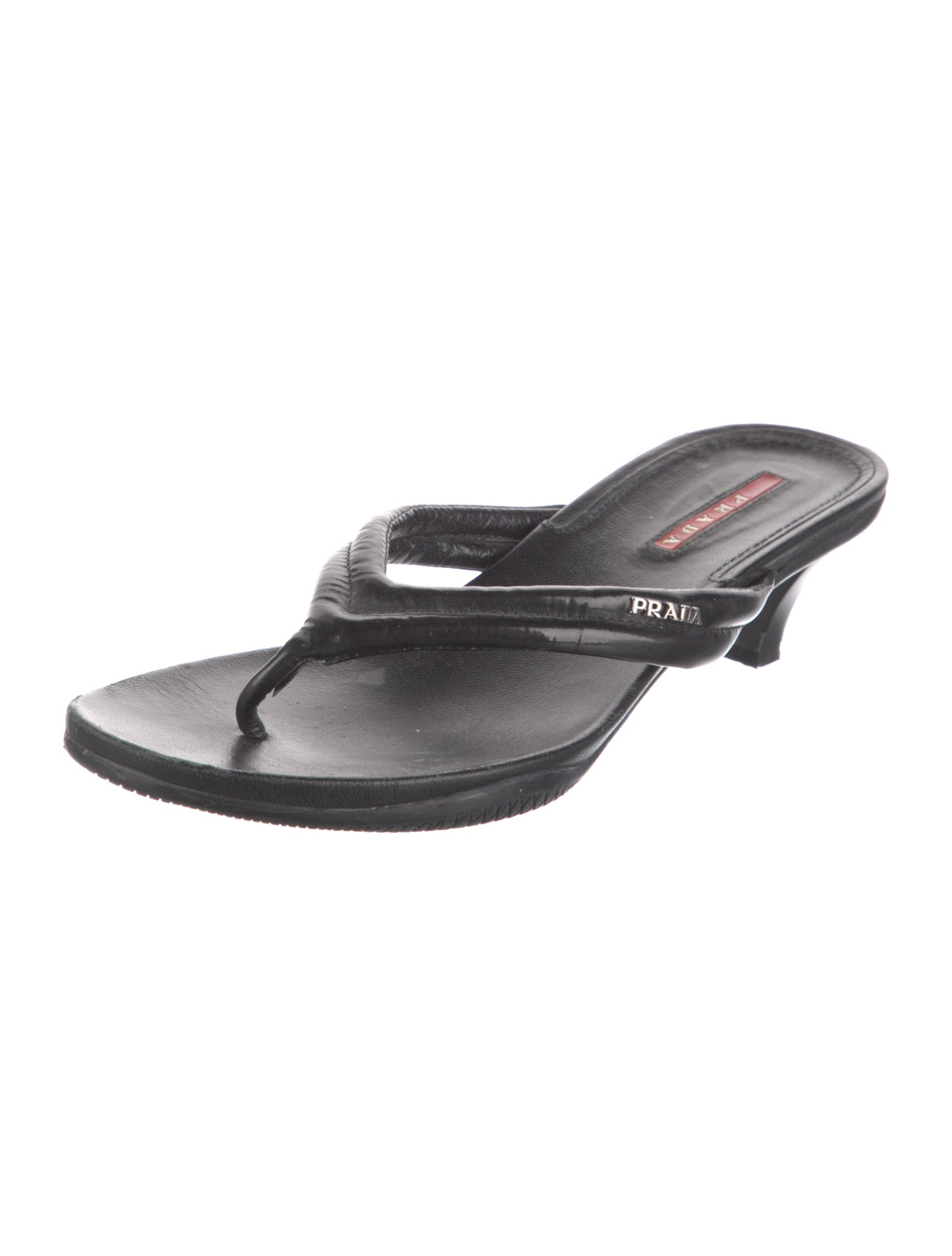 Prada Sport Signature Logo Leather Slides