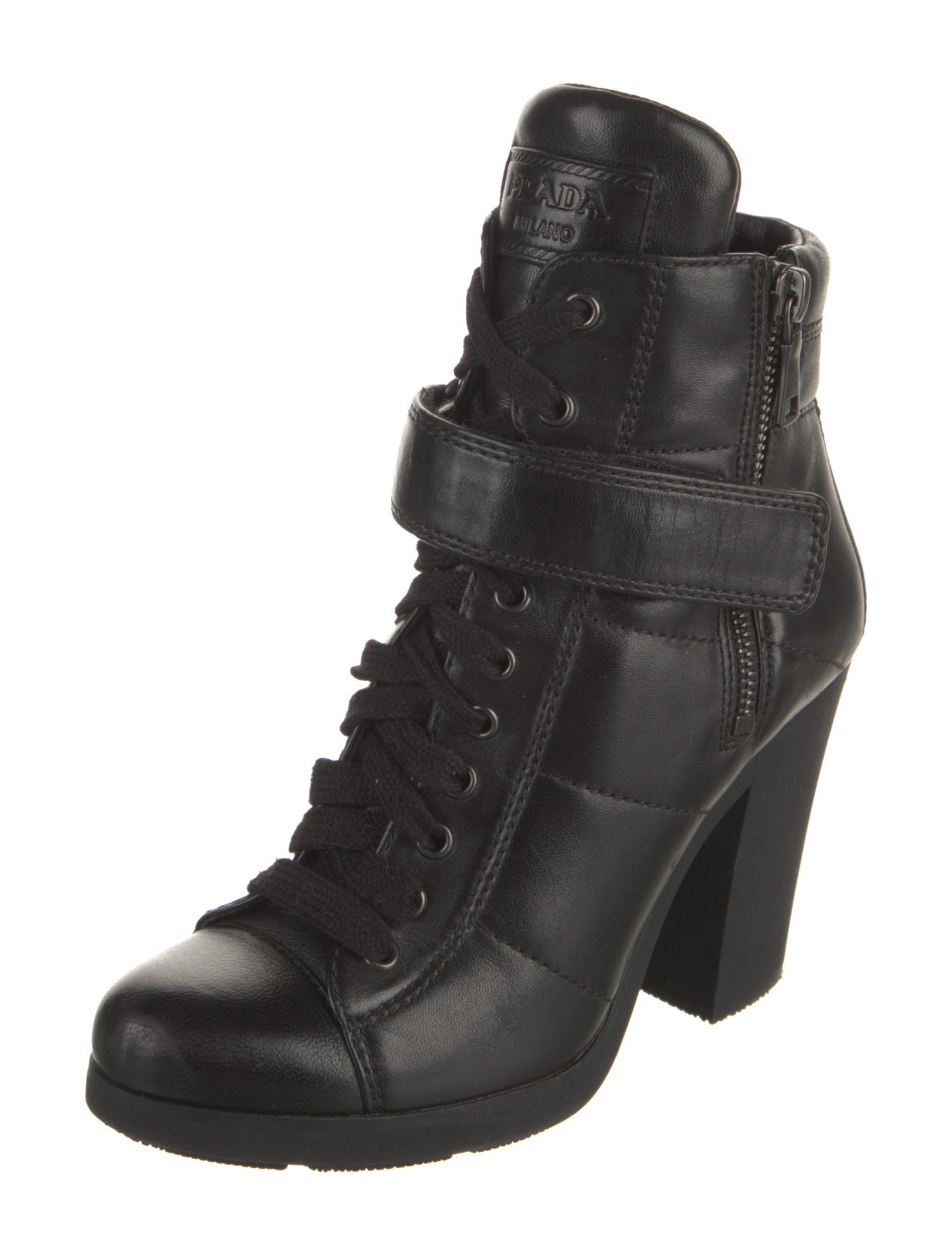 Prada Sport Leather Lace-Up Boots