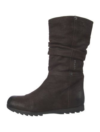 Prada Sport Leather Studded Accents Slouch Boots