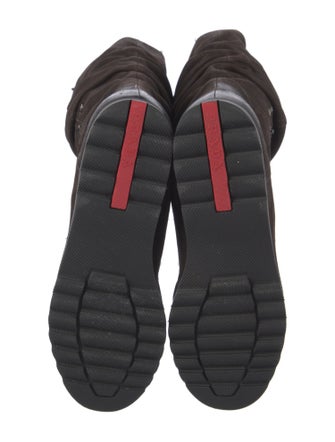 Prada Sport Leather Studded Accents Slouch Boots
