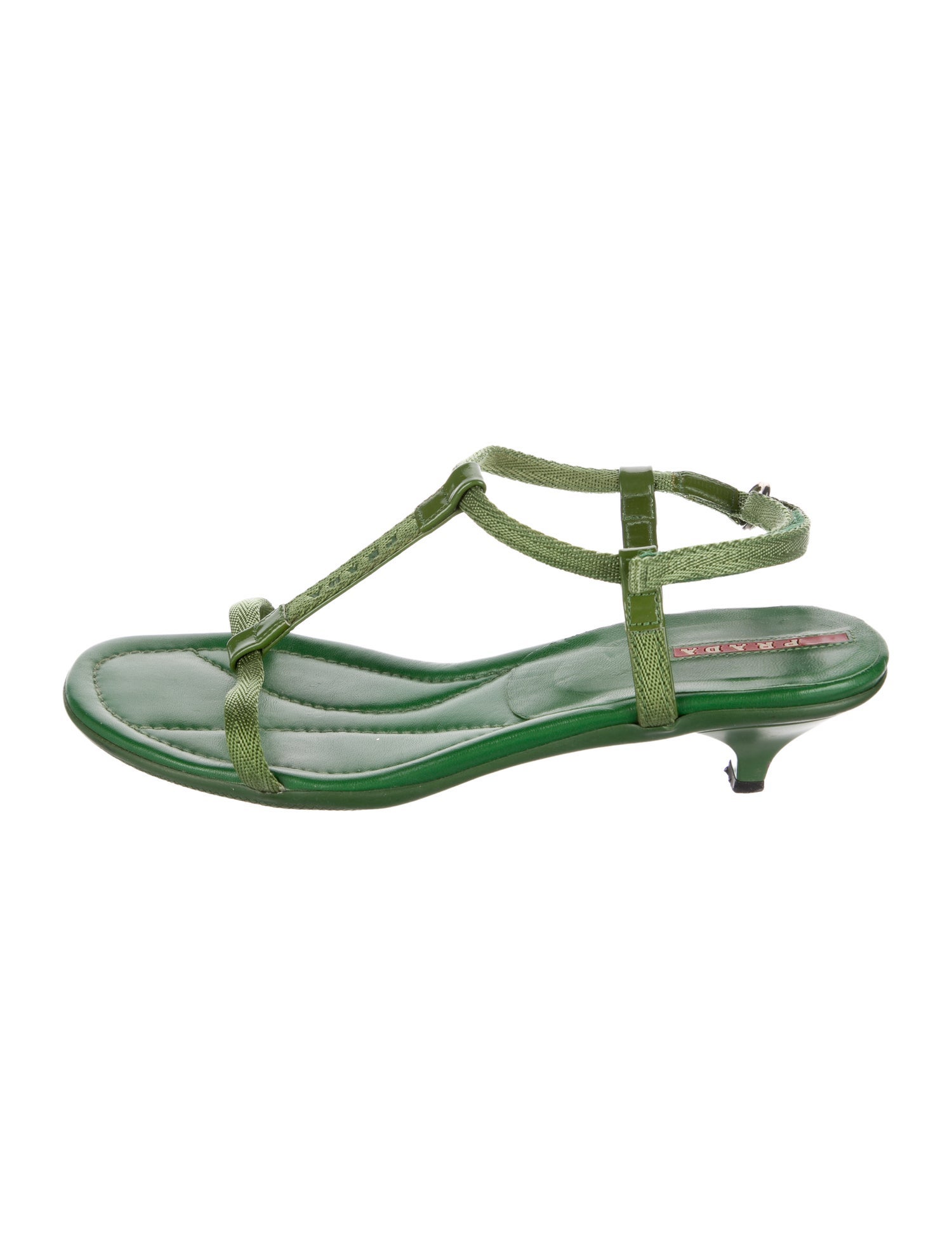 Prada Sport Leather T-Strap Sandals