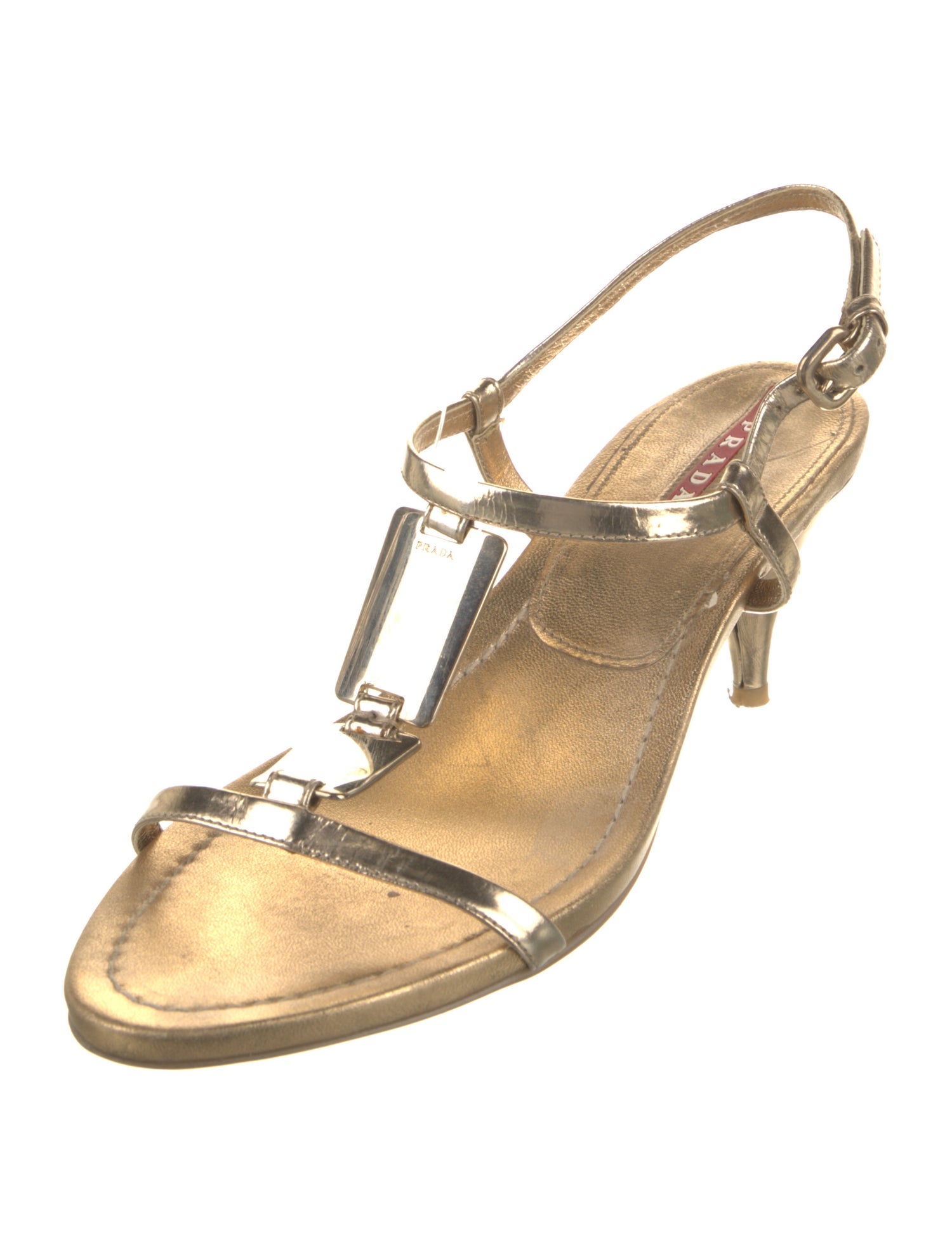 Prada Sport Leather T-Strap Sandals