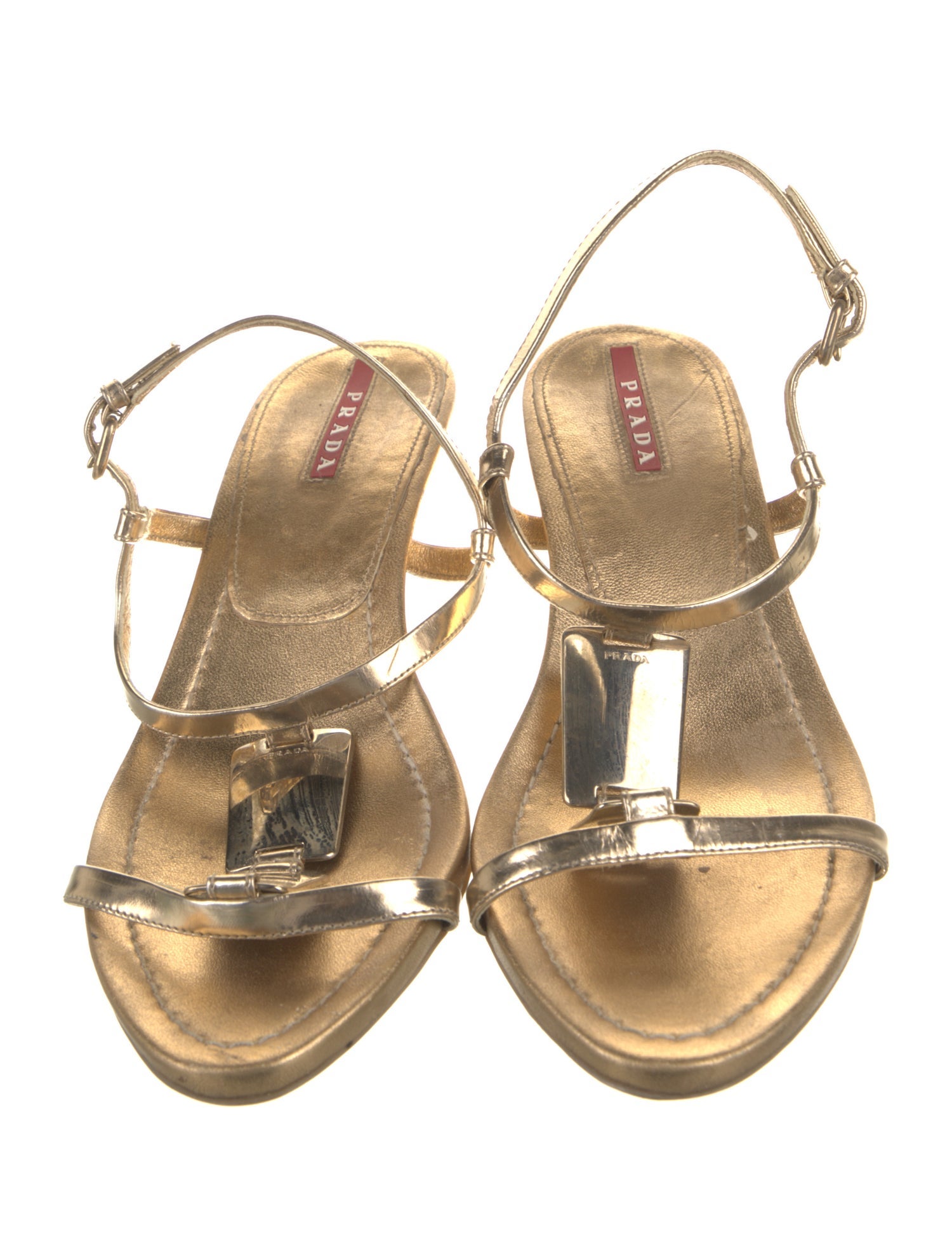 Prada Sport Leather T-Strap Sandals