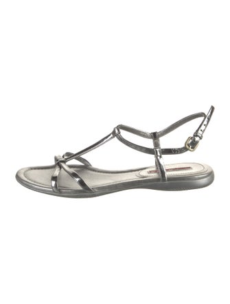 Prada Sport Patent Leather T-Strap Sandals