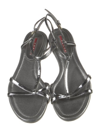 Prada Sport Patent Leather T-Strap Sandals