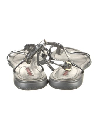 Prada Sport Patent Leather T-Strap Sandals