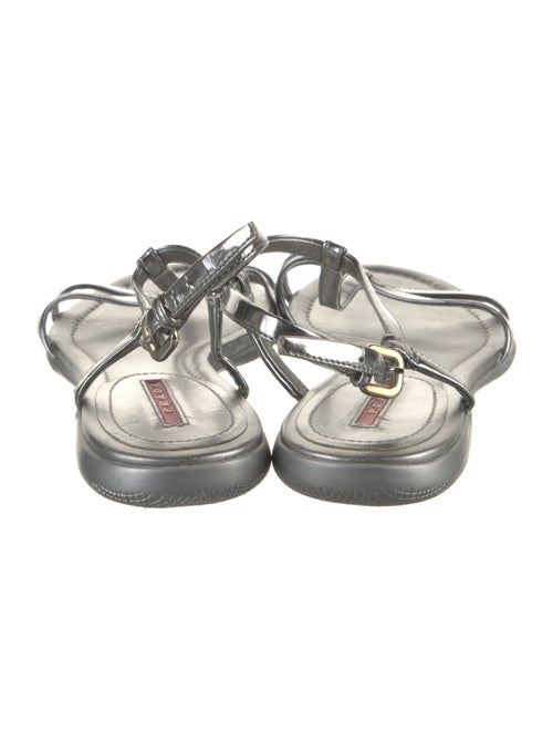Prada Sport Patent Leather T-Strap Sandals
