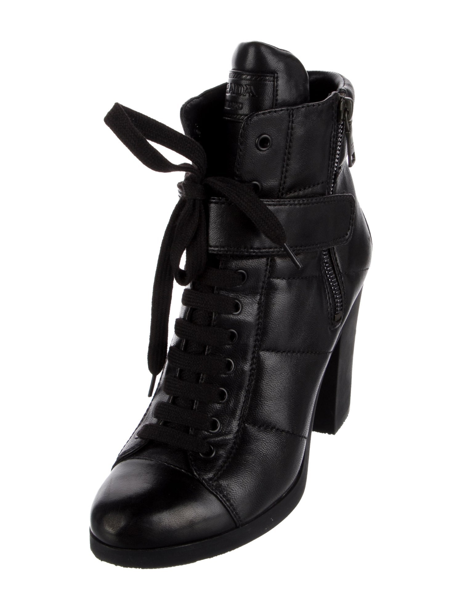 Prada Sport Leather Lace-Up Boots