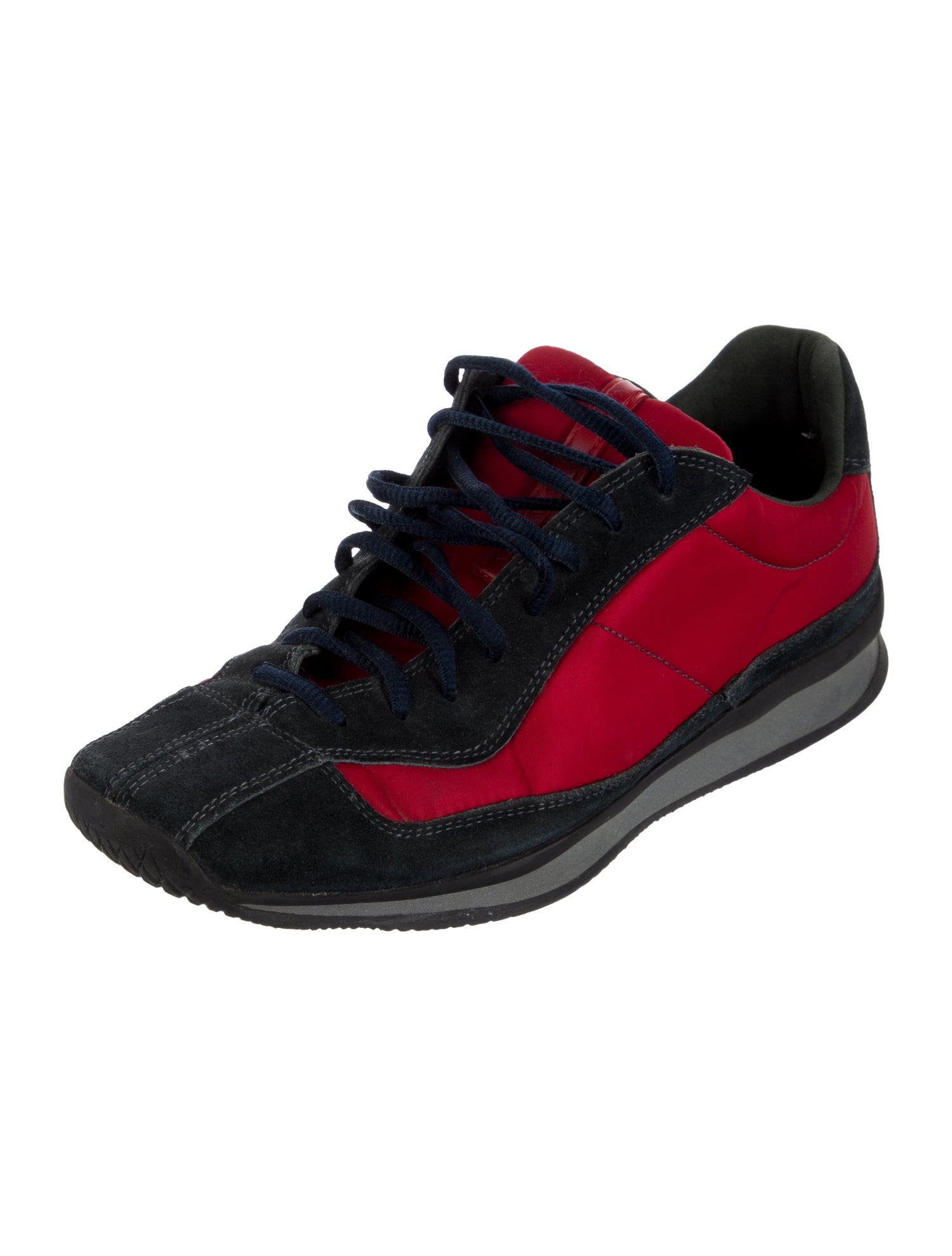 Prada Sport Suede Colorblock Pattern Sneakers