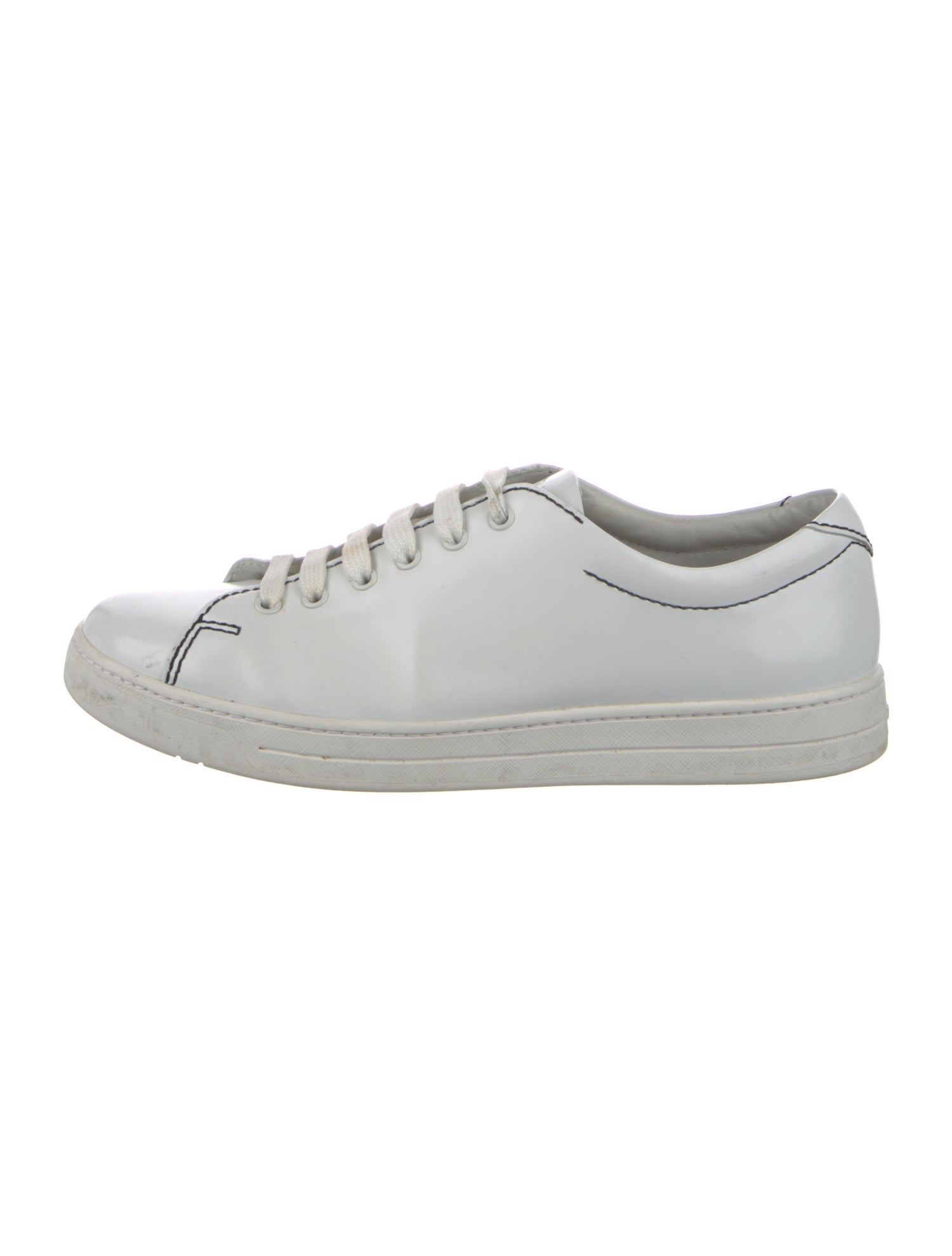 Prada Sport Patent Leather Embroidered Accent Sneakers