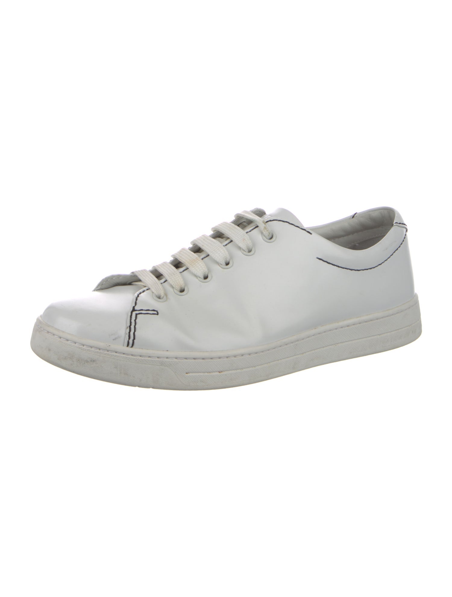 Prada Sport Patent Leather Embroidered Accent Sneakers