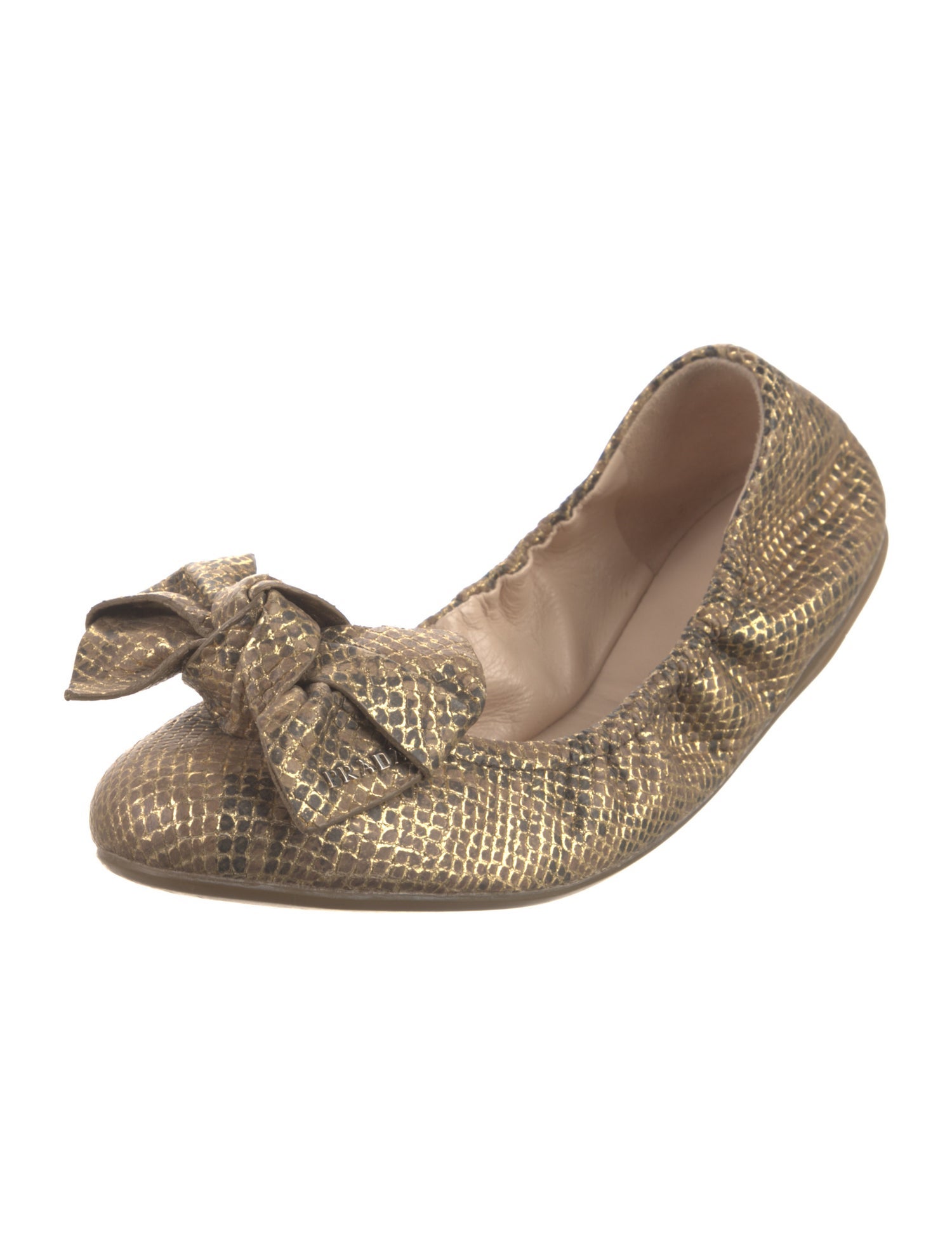 Prada Sport Leather Animal Print Ballet Flats