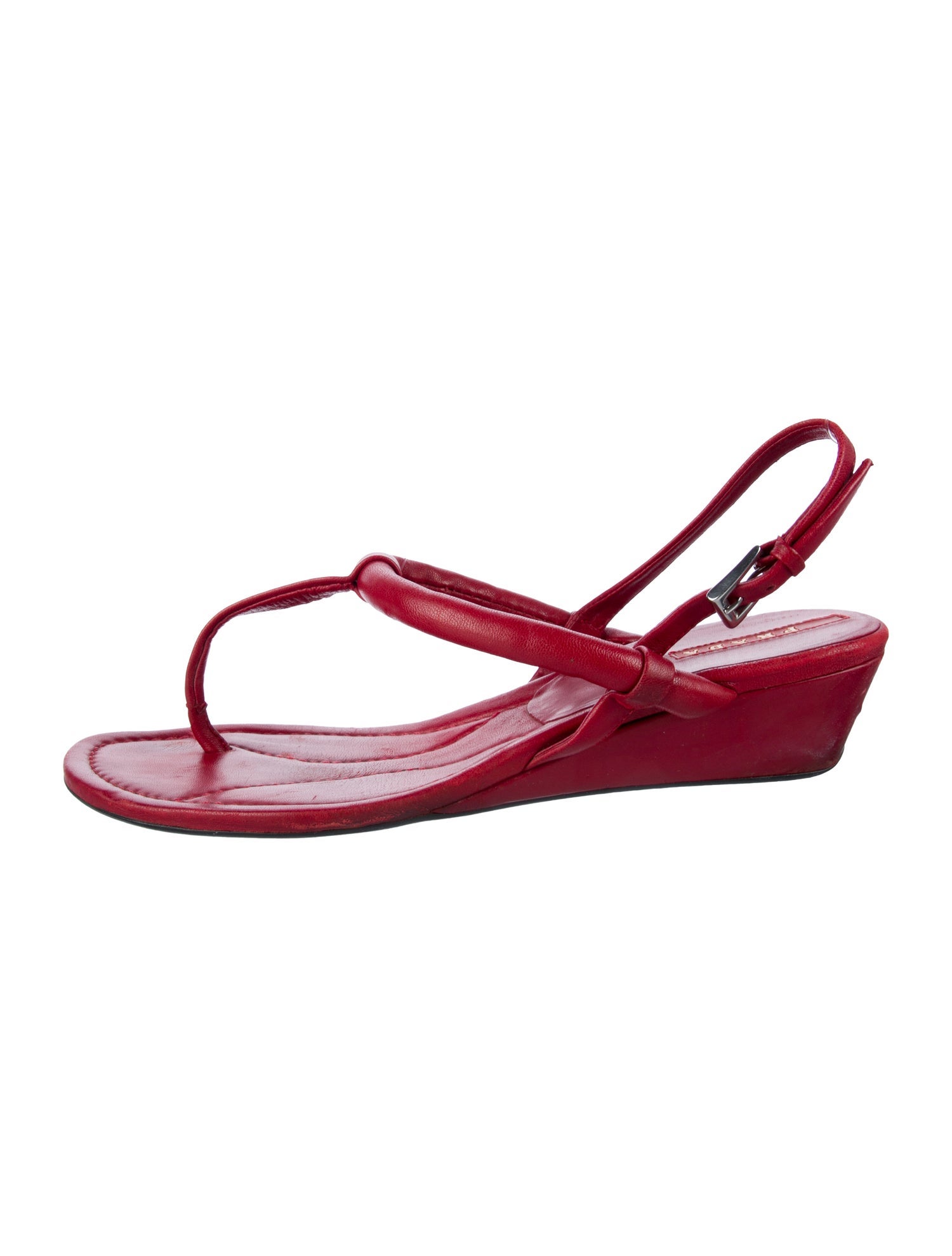 Prada Sport Leather T-Strap Sandals