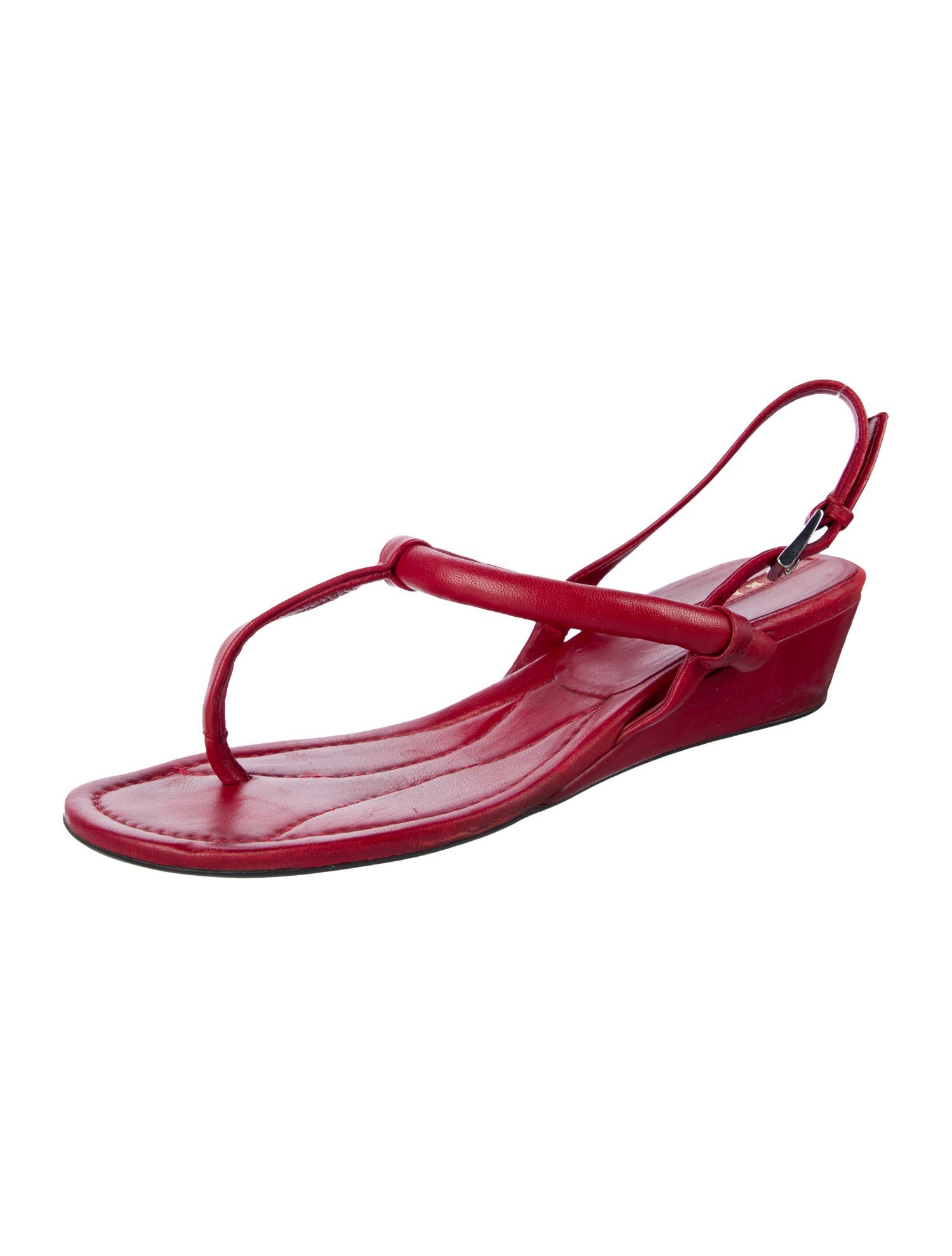 Prada Sport Leather T-Strap Sandals