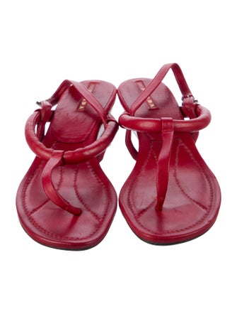 Prada Sport Leather T-Strap Sandals