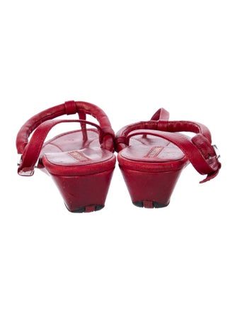 Prada Sport Leather T-Strap Sandals