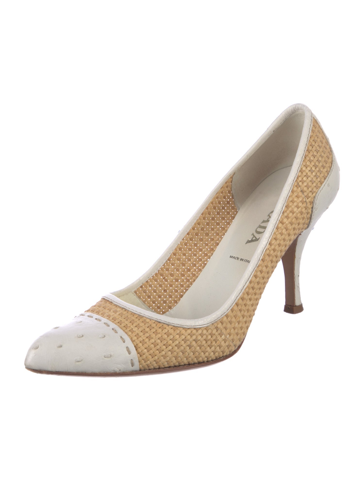 Prada Sport Straw Colorblock Pattern Pumps