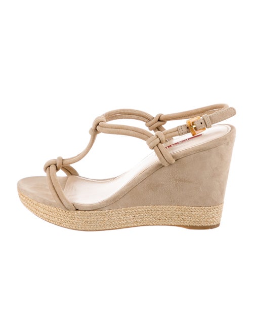 Prada Sport Suede Braided Accents T-Strap Sandals