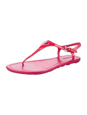 Prada Sport Patent Leather T-Strap Sandals