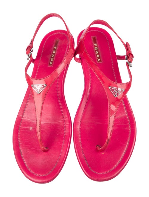 Prada Sport Patent Leather T-Strap Sandals
