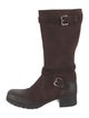 Prada Sport Suede Distressed Accents Moto Boots