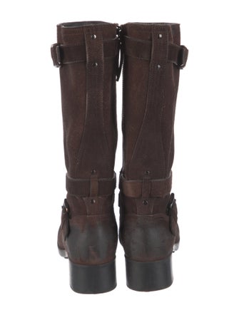 Prada Sport Suede Distressed Accents Moto Boots