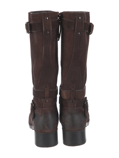 Prada Sport Suede Distressed Accents Moto Boots