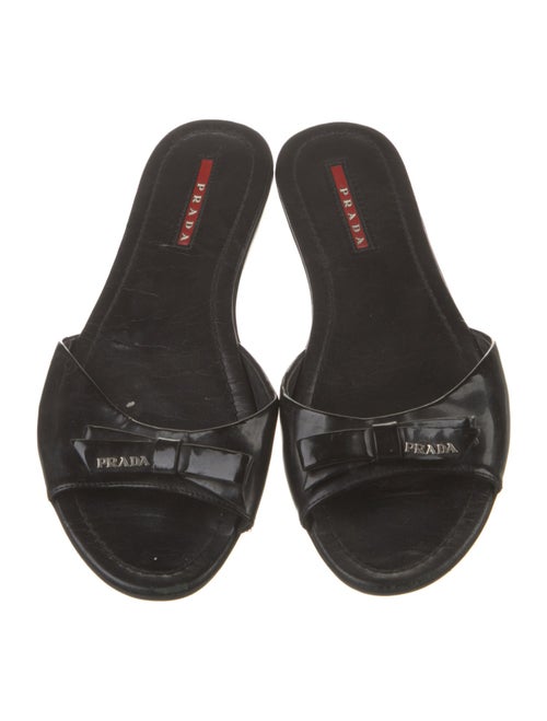 Prada Sport Patent Leather Bow Accents Slides