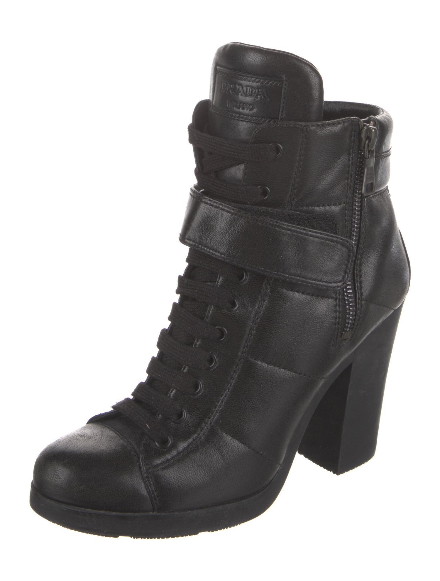 Prada Sport Leather Lace-Up Boots