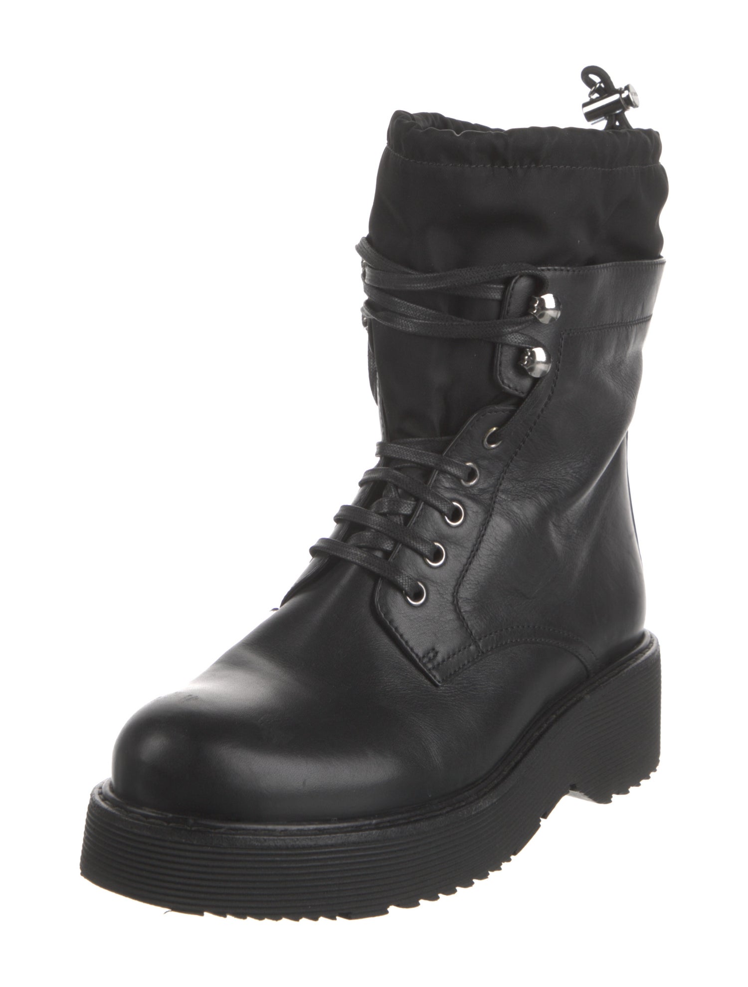 Prada Sport Leather Combat Boots