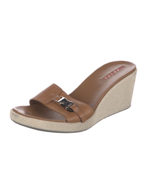 Prada Sport Leather Leather Trim Embellishment Slides