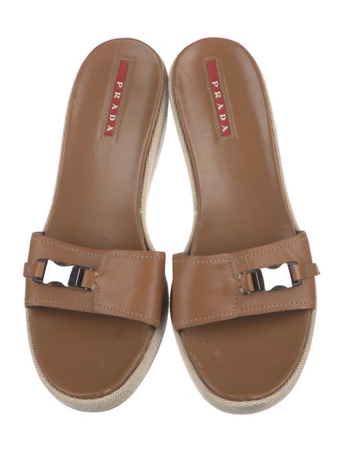 Prada Sport Leather Leather Trim Embellishment Slides