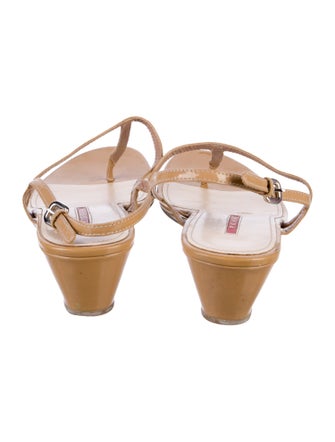 Prada Sport Patent Leather T-Strap Sandals