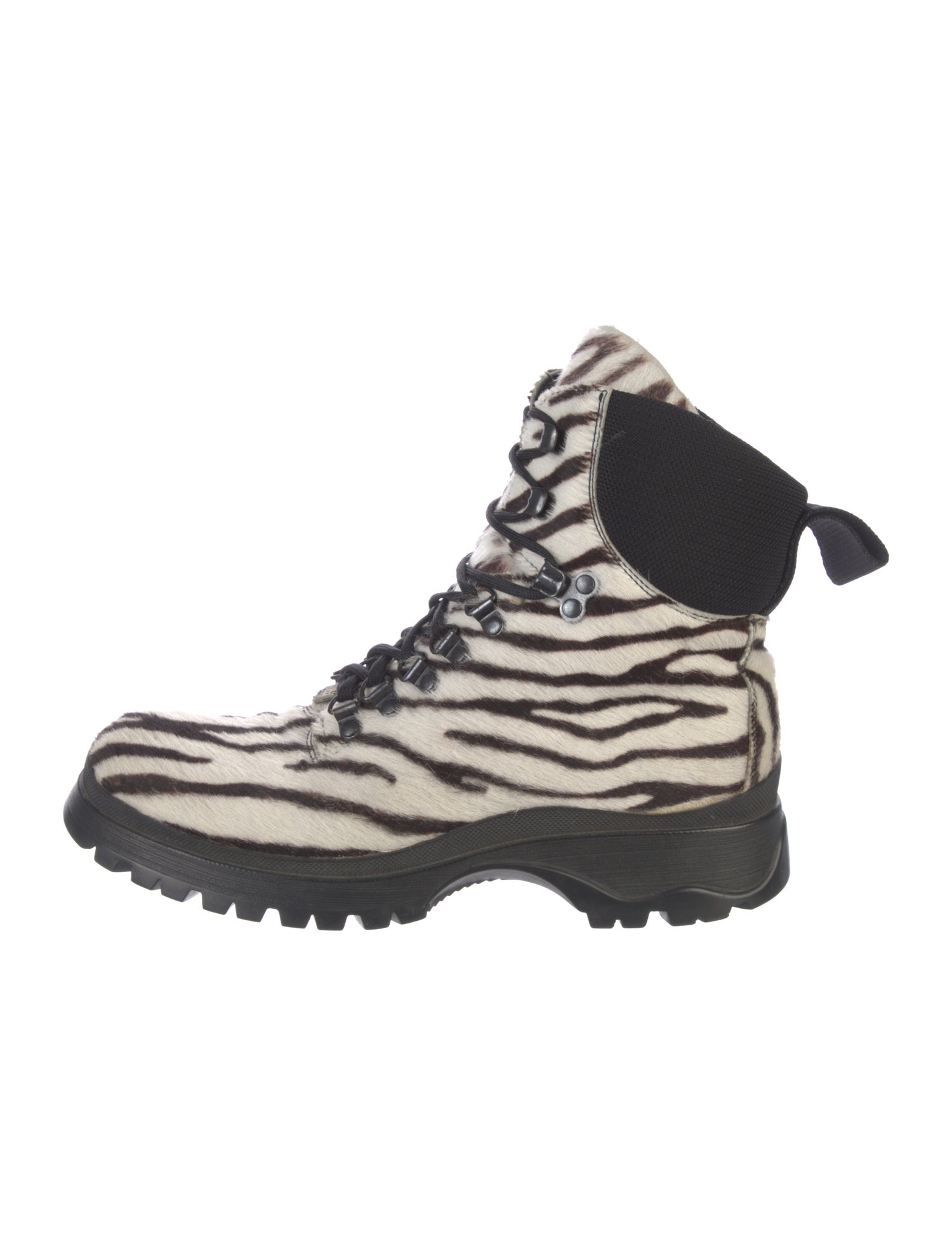 Prada Sport Ponyhair Animal Print Hiking Boots