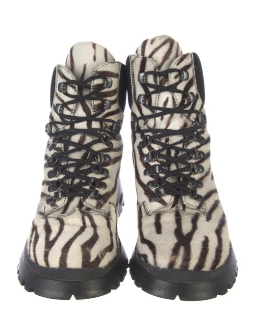 Prada Sport Ponyhair Animal Print Hiking Boots