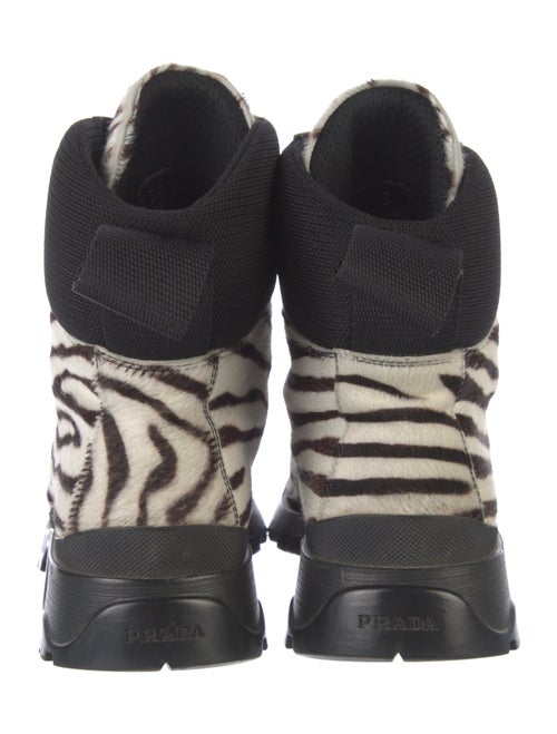 Prada Sport Ponyhair Animal Print Hiking Boots