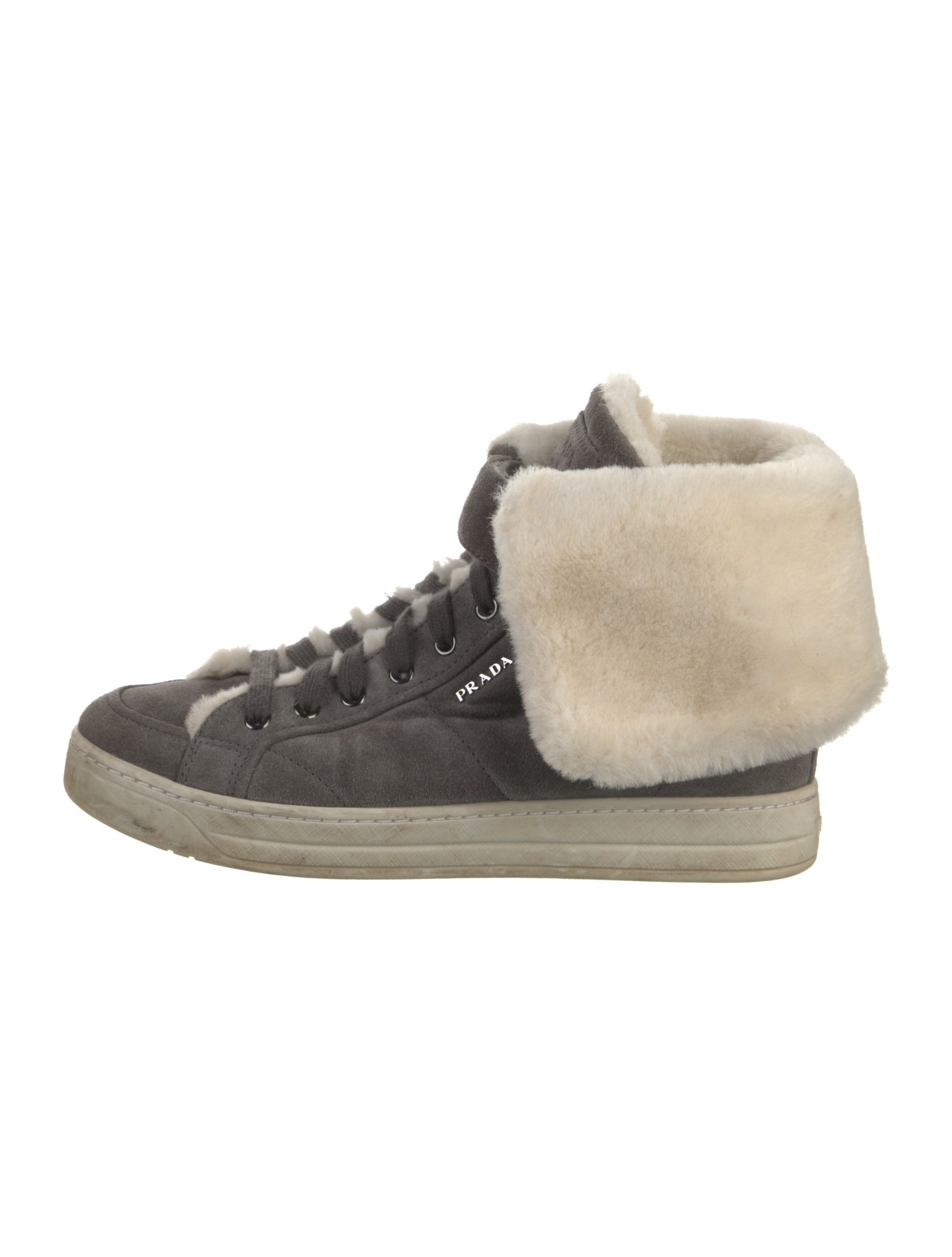 Prada Sport Suede Faux Fur Trim Sneakers