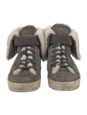 Prada Sport Suede Faux Fur Trim Sneakers
