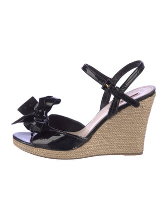 Prada Sport Patent Leather Bow Accents Espadrilles