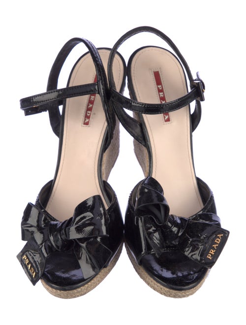 Prada Sport Patent Leather Bow Accents Espadrilles