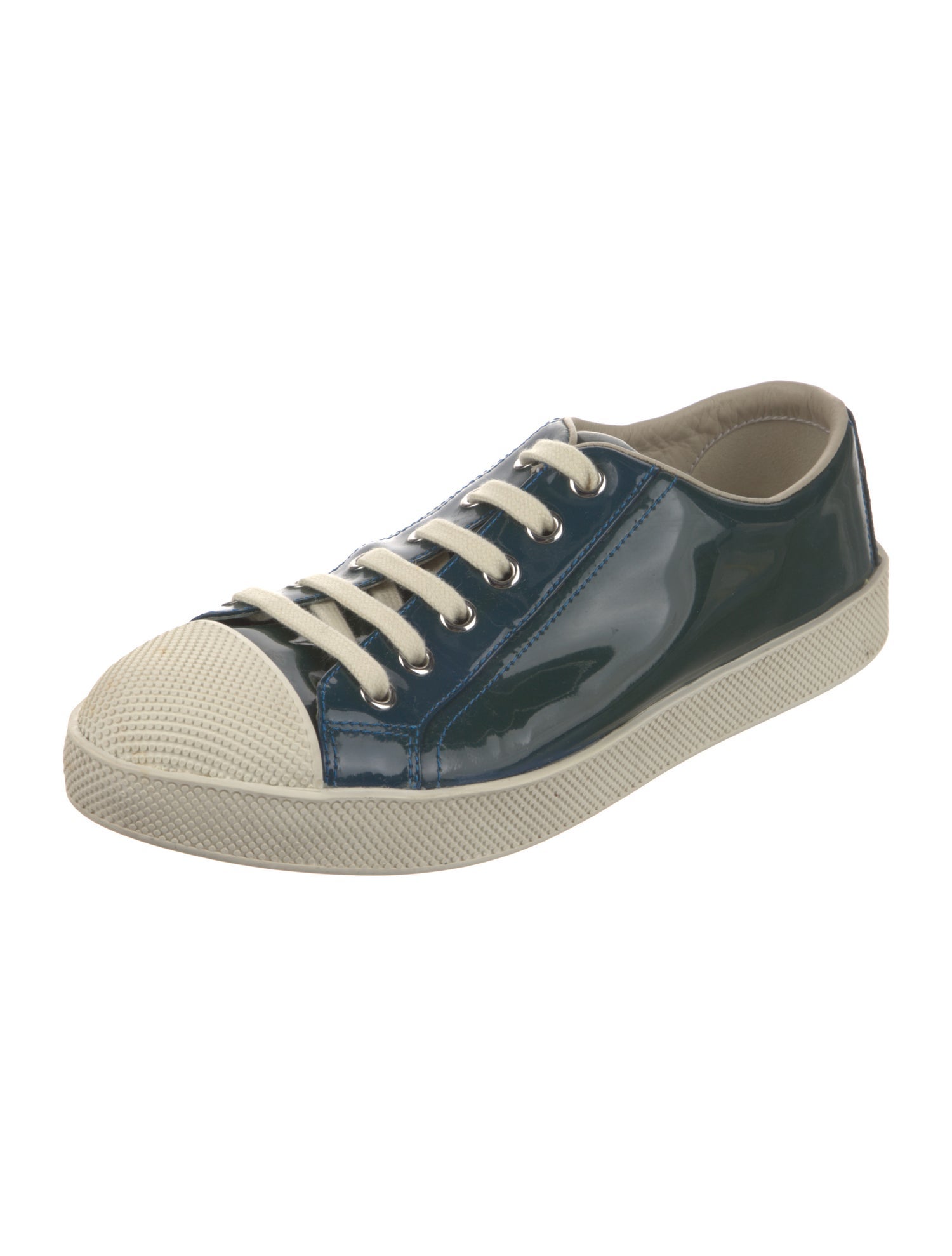 Prada Sport Leather Colorblock Pattern Sneakers
