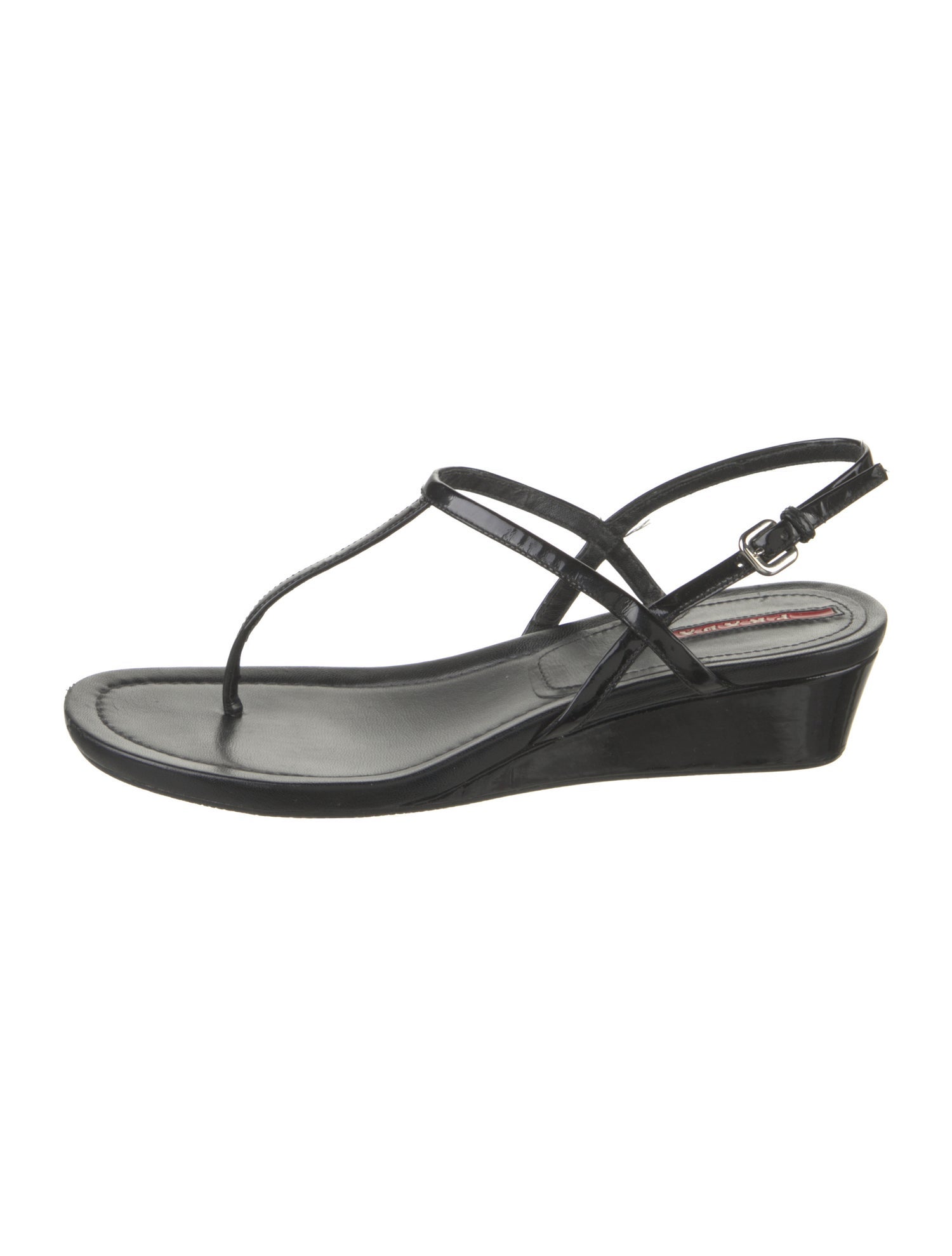Prada Sport Patent Leather T-Strap Sandals