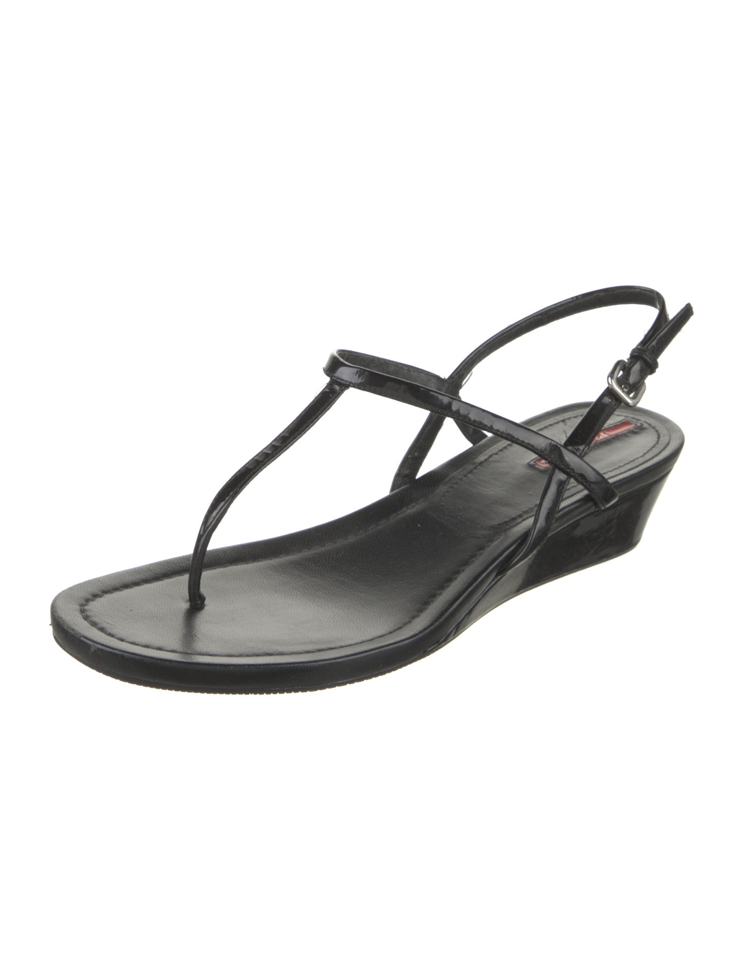 Prada Sport Patent Leather T-Strap Sandals
