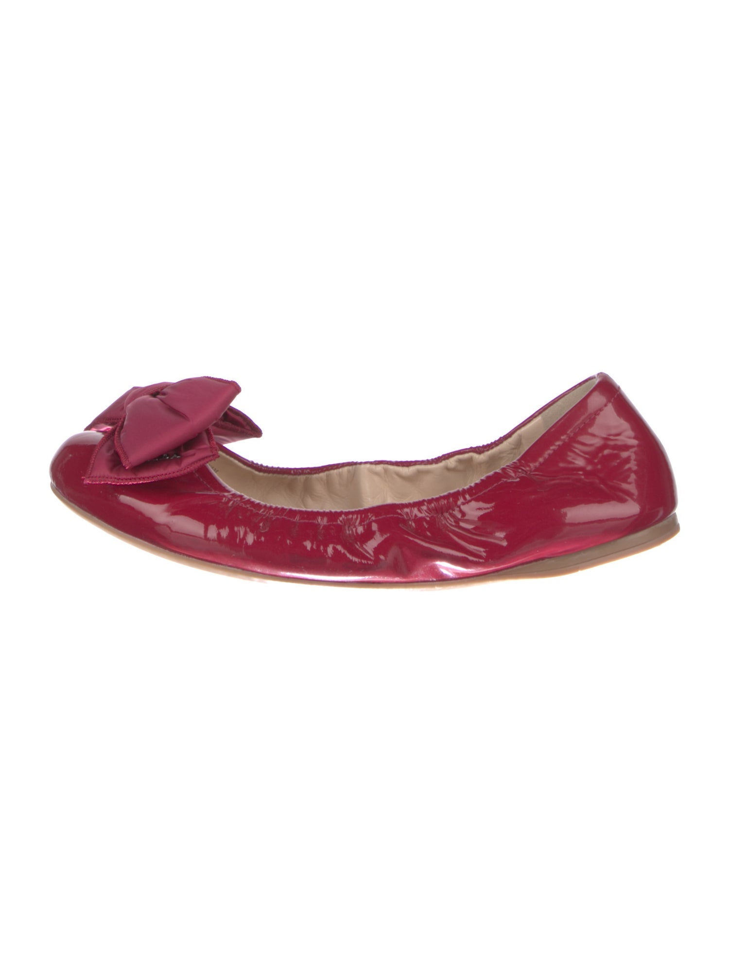 Prada Sport Patent Leather Bow Accents Ballet Flats