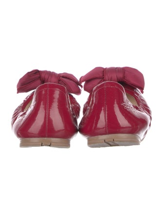 Prada Sport Patent Leather Bow Accents Ballet Flats